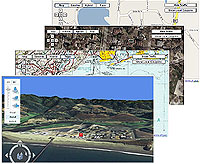 Street map, aerial, topo, bird eye view, 3D flyover